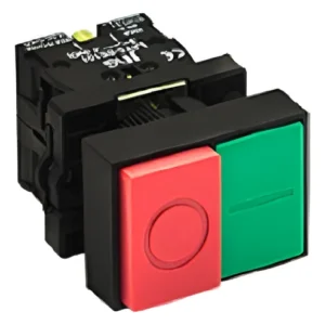 Botão duplo quadrado c/sinalização verde/vermelho 220vca